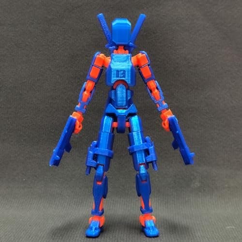3D Printed T13 Action Figure, Collectible Articulated Dummy 13 Desktop Decor, Blue Orange