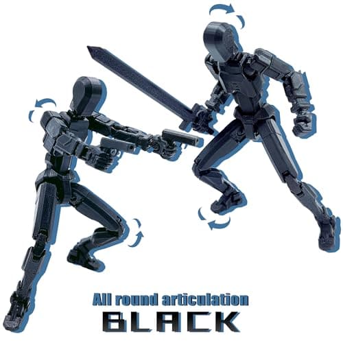 T13 Action Figure Set, 3D Printed Robo, Dummy & Titan Figures (Black)
