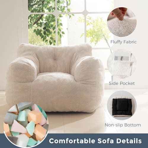 MAXYOYO Sherpa Tufted Bean Bag Chair, Living Room Sofa for Adults & Kids
