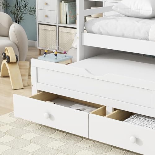 Twin Daybed with Headboard & Footboard, Storage Drawers, Pull-Out Trundle, White