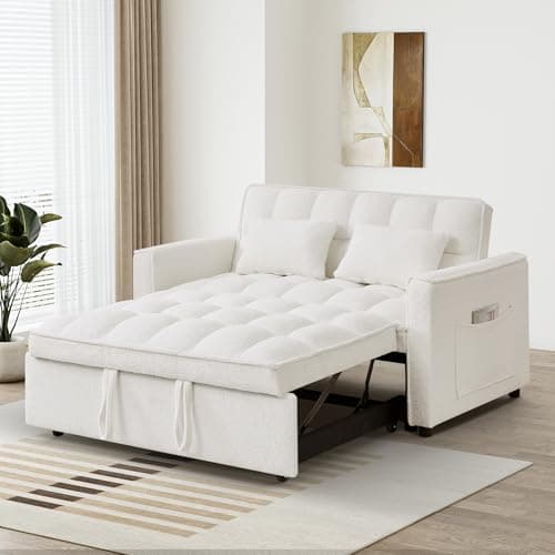 Dark Grey Velvet 3-in-1 Sleeper Sofa Bed with Adjustable Backrest and Storage Pockets