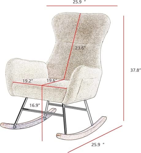 Cream White Teddy Fabric Nursery Glider Rocker for Living Room/Bedroom/Nursery