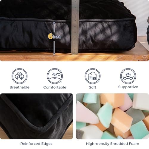 MAXYOYO Full Size Velvet Futon Mattress, Shredded Foam Filling, Black