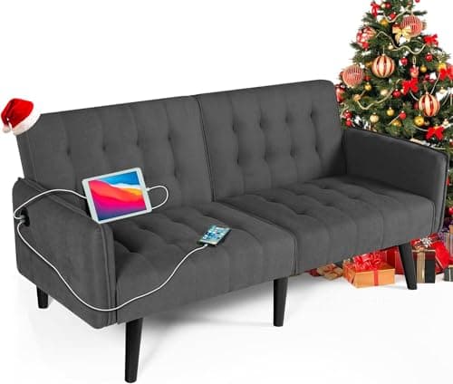 TYBOATLE 65" Convertible Futon Sofa Bed, Grey