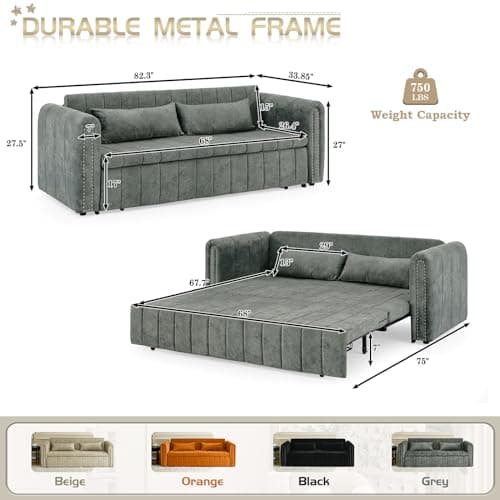 Modern Oversized Sleeper Sofa with Pullout Bed for Living Room