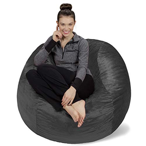 Navy Plush Memory Foam Bean Bag Chair - Stuffed Sofa Sack Furniture