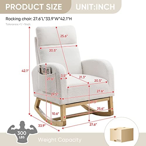 Modern White Fabric Nursery Rocking Glider Chair