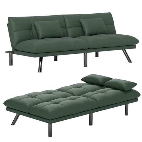 70 Inch Water-Resistant Light Black Futon Sofa Bed Couch