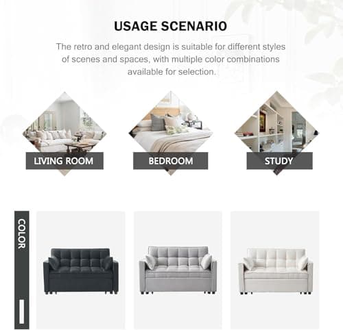 3-in-1 Black Sleeper Sofa Bed with Adjustable Backrest