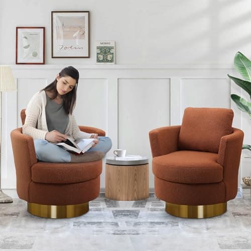 Antetek 2-Pack Swivel Barrel Chair, Blue, Living Room Accent Chair