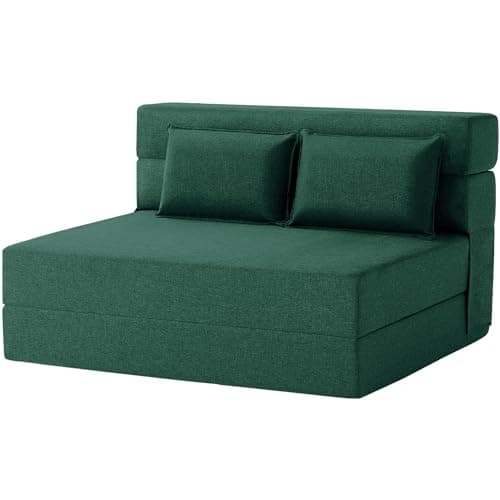 Convertible Folding Sofa Bed-Sleeper Chair for Living Room or Dorm, Full Size, Dark Green