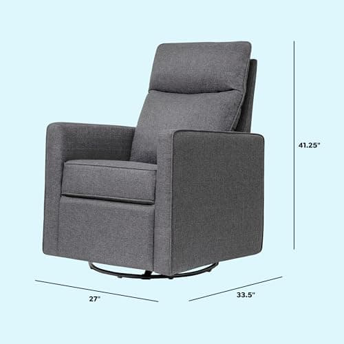Shadow Grey Gabby Polyester Pillowback Swivel Glider | Greenguard Gold & CertiPUR-US Certified