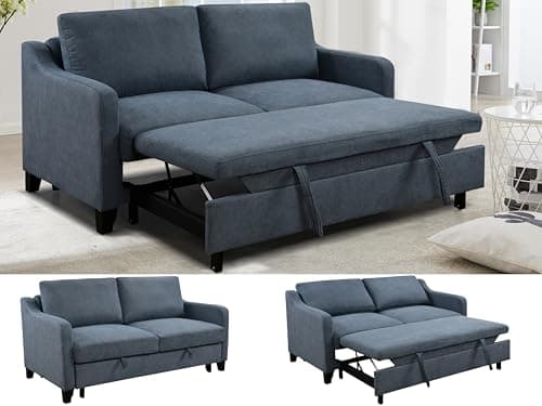 Grey 69'' Queen Size Sleeper Sofa with Adjustable Backrest