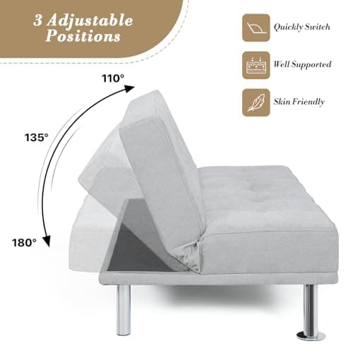 Athena Collection Grey 5 Position Reclining Futon Sofa Bed