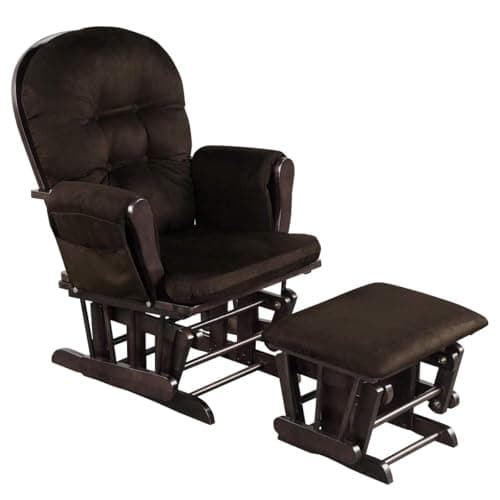 Costzon Light Gray Upholstered Glider with Ottoman and Storage