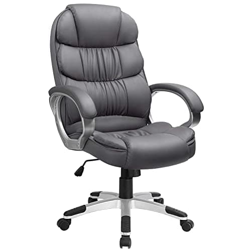 Furmax Black Leather High Back Ergonomic Office Chair with Lumbar Support and Padded Arms