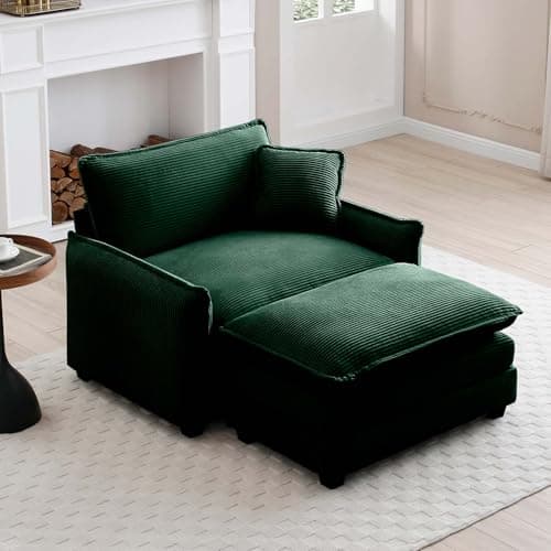 Oversized Chaise Lounge Chair with Ottoman for Bedroom and Living Room, Grey