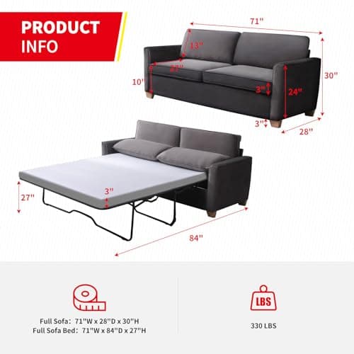 PUREMIND Full Size Velvet Pullout Bed Sleeper Sofa
