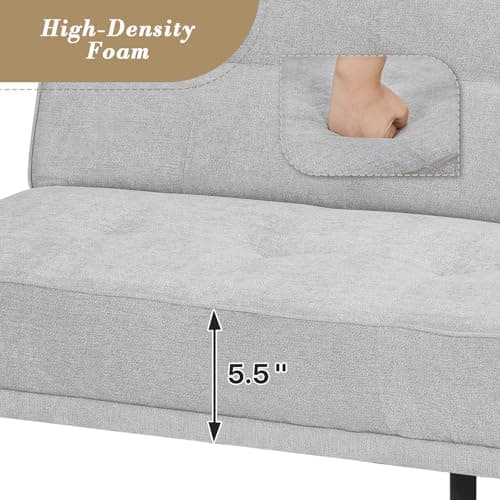 Athena Collection Grey 5 Position Reclining Futon Sofa Bed