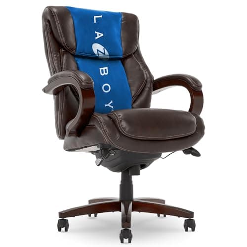 La-Z-Boy Bellamy Executive Chair, Black Faux Leather & Memory Foam Cushions