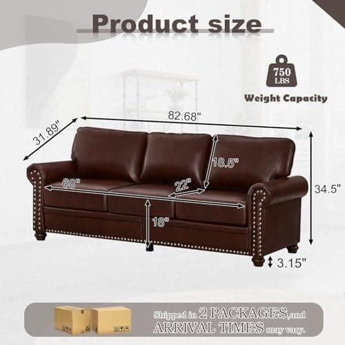 Burgundy Mid Century Modern 3 Seater Sofa with Storage