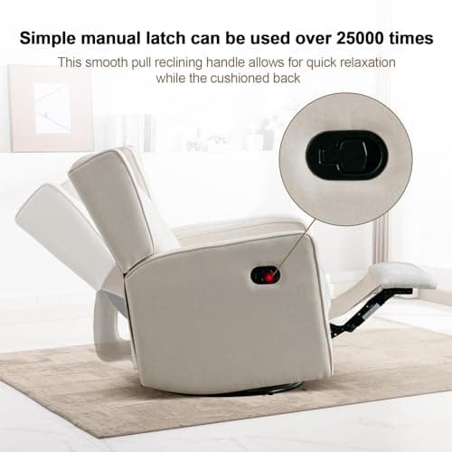 CANMOV White Manual Nursery Rocking Recliner Chair