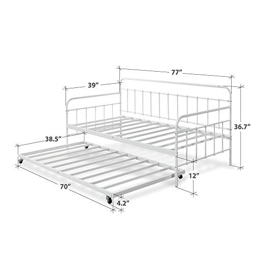ZINUS Florence Twin Daybed with Trundle, Premium Steel Support