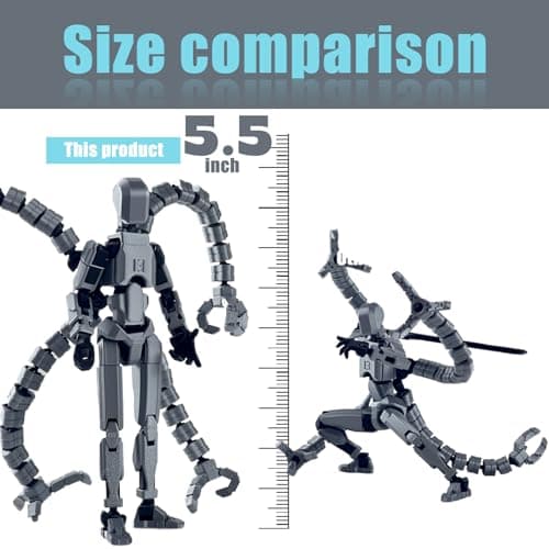 T13 Action Figure, Multi-Jointed Movable Desk Toy (Gray)
