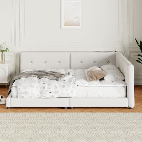 Pop-Up Twin Daybed with USB Port & Velvet Frame for Guest or Living Room