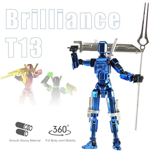 T13 Action Figure Accessories, Multi-Jointed Movable, 3D Printed Toys (Metallic Style)