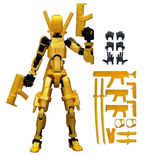 3D Printed T13 Action Figure, Collectible Articulated Dummy 13 Desktop Decor, Blue Orange