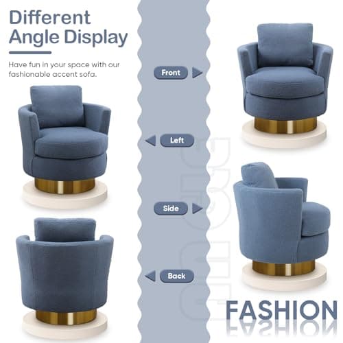 Antetek 2-Pack Swivel Barrel Chair, Blue, Living Room Accent Chair