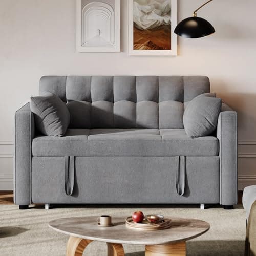 DWVO 3-in-1 Convertible Sofa Bed, Grey with Pull-Out Bed and Adjustable Backrest