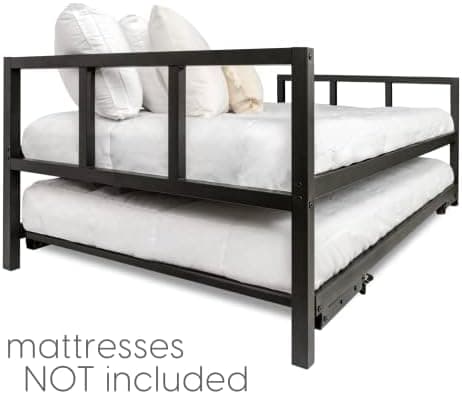 Milliard Twin Daybed and Fold- Up Trundle Set, Daybed with Pop Up Trundle - Mattresses Sold Separately (White)