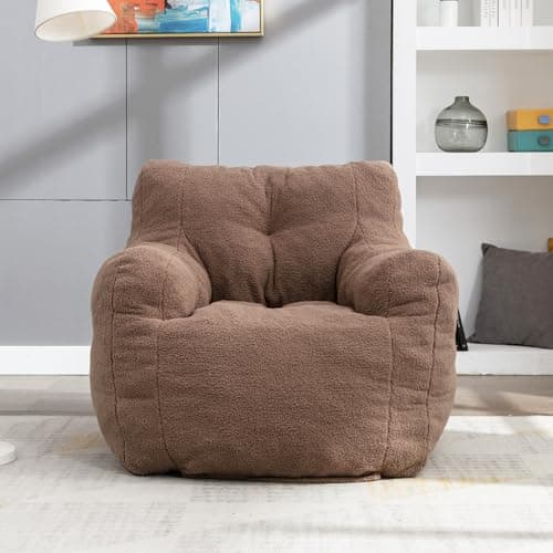 DKLGG Fluffy Sherpa Bean Bag Chair with Memory Foam (Black)