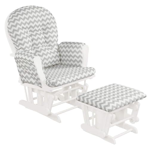 Costzon Light Gray Upholstered Glider with Ottoman and Storage