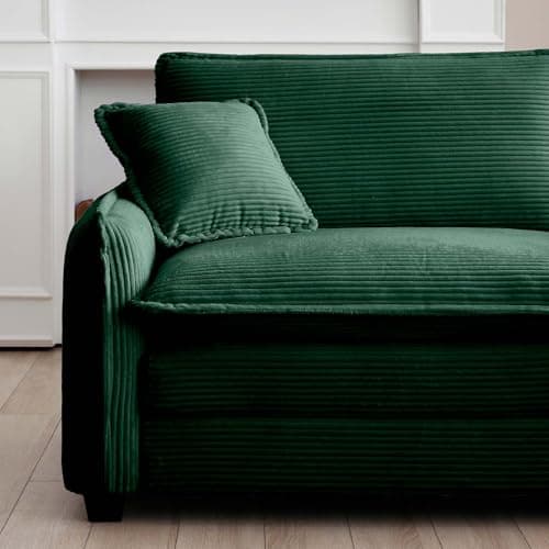 Antetek 46-Inch Oversized Indoor Chaise Lounge Chair with Ottoman, Green Corduroy Sofa for Living Room and Bedroom