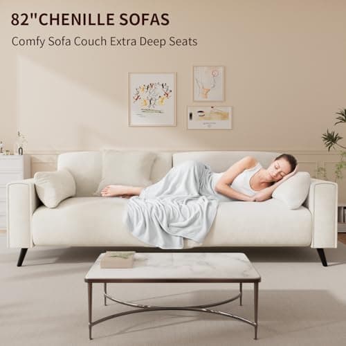 Modern Comfy 82 Sofa for Small Living Rooms, White