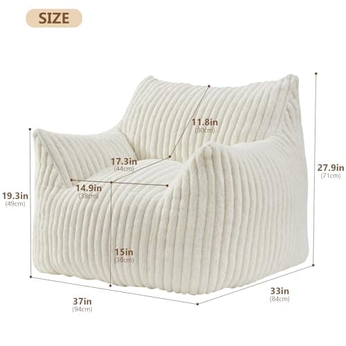 Large Comfy Bean Bag Chair with Armrests for Adults and Teens