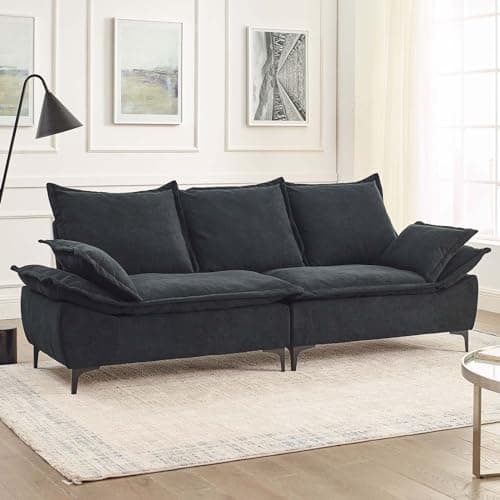 Antetek Comfortable Oversized Cloud Velvet 3-Seater Sofa, Grey