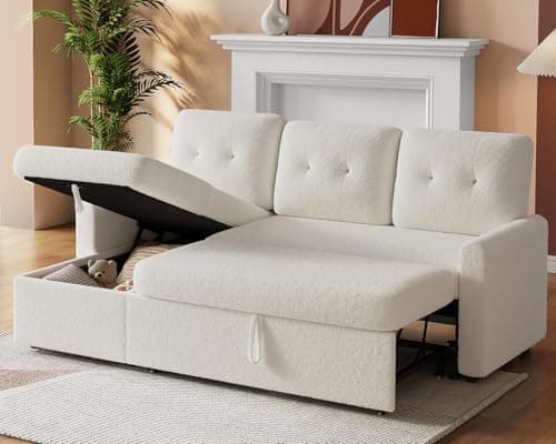 IULULU Medium Grey L-Shaped Sleeper Sofa with Pullout Bed