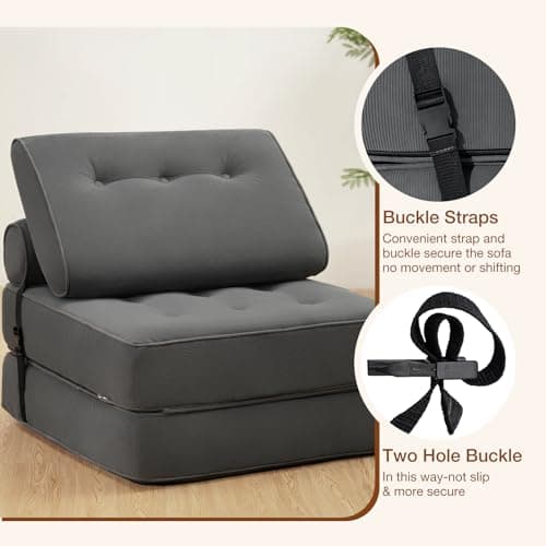Folding Sofa Bed for Small Spaces: Dark Gray Single Size for Home Office