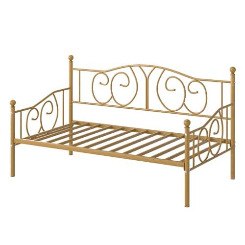 VECELO Metal Twin Daybed with Classic Headboard, White