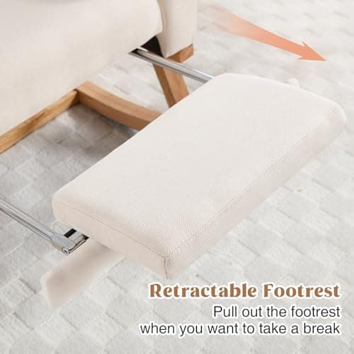 Nursing Rocking Chair with Footrest and High Backrest, Beige