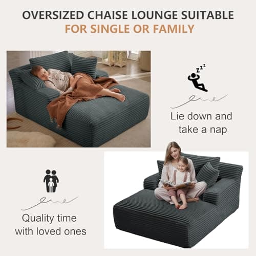 Oversized Chaise Lounge Chair for Living Room or Bedroom