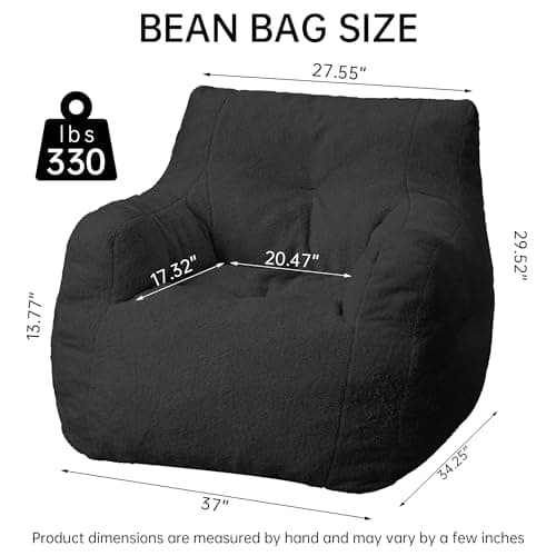 DKLGG Fluffy Sherpa Bean Bag Chair with Memory Foam (Black)