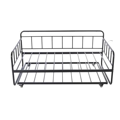 Amazon Basics Twin Daybed and Trundle Bed Frame Set, Easy Assembly, Space Saving, Suitable for Small Apartments, Strong Steel Slat Support, Black, 77.3 x 40 x 35.4 in  
Amazon Basics Twin Daybed and Trundle Bed Frame Set, Easy Assembly, Durable Const