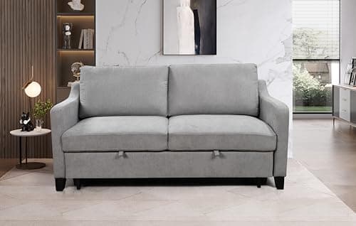 Grey 69'' Queen Size Sleeper Sofa with Adjustable Backrest