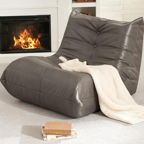 Hobestluk Beige Giant Memory Foam Bean Bag Chair for Adults and Living Room