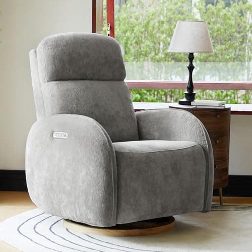 HULALA HOME Modern Power Recliner with USB & Nightlight, White